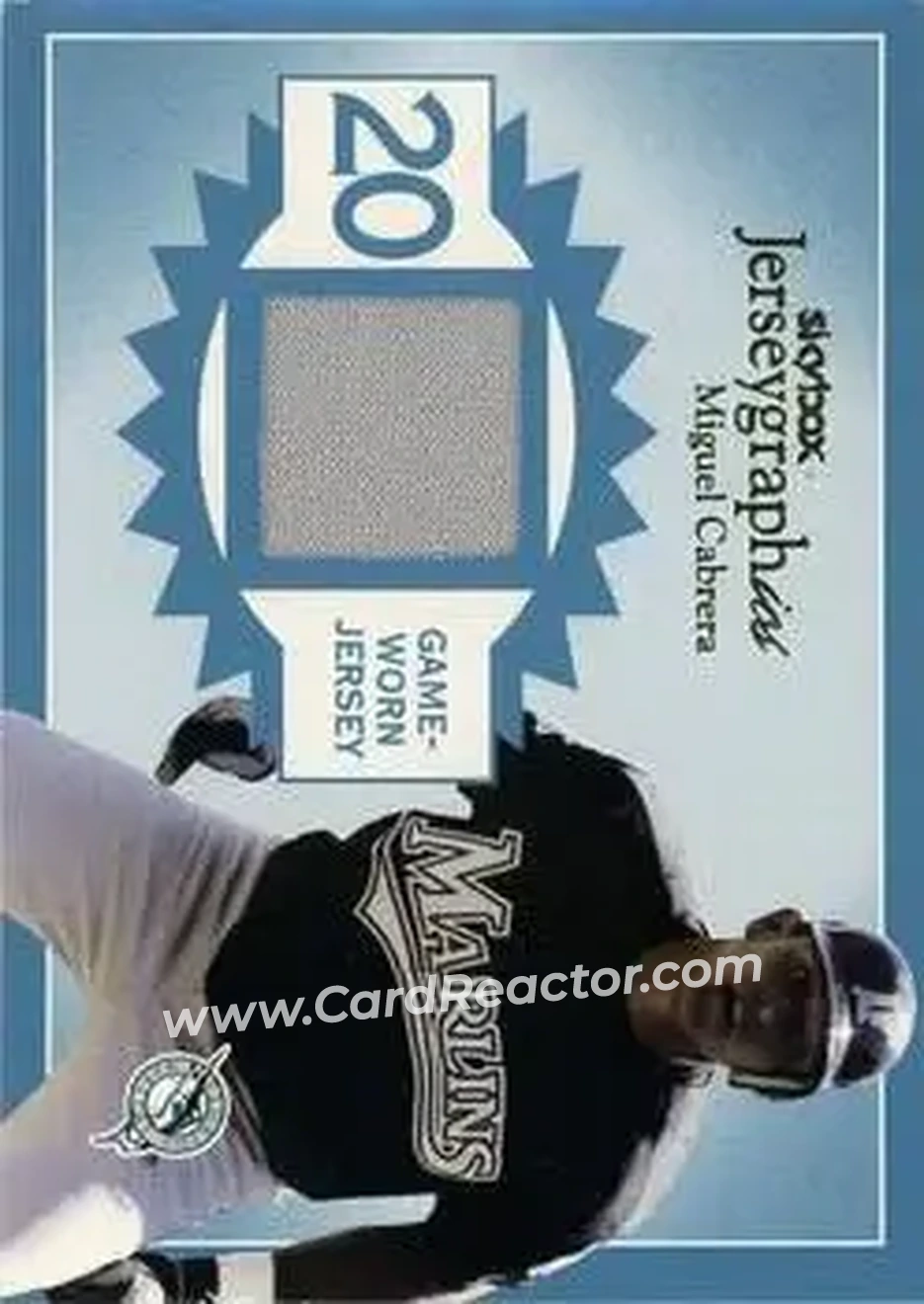2004 SkyBox Autographics - Jerseygraphics Blue #J-MC - Miguel Cabrera - Florida Marlins - Front 2004 SkyBox Autographics - Jerseygraphics Blue #J-MC - Miguel Cabrera - Florida Marlins - Front