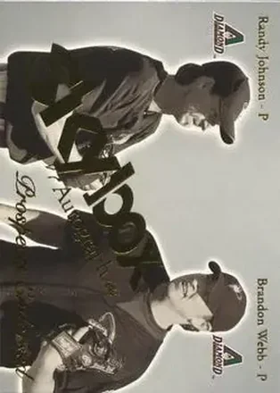 2004 SkyBox Autographics #13 PE Prospects Endorsed Randy Johnson - Brandon Webb - Arizona Diamondbacks