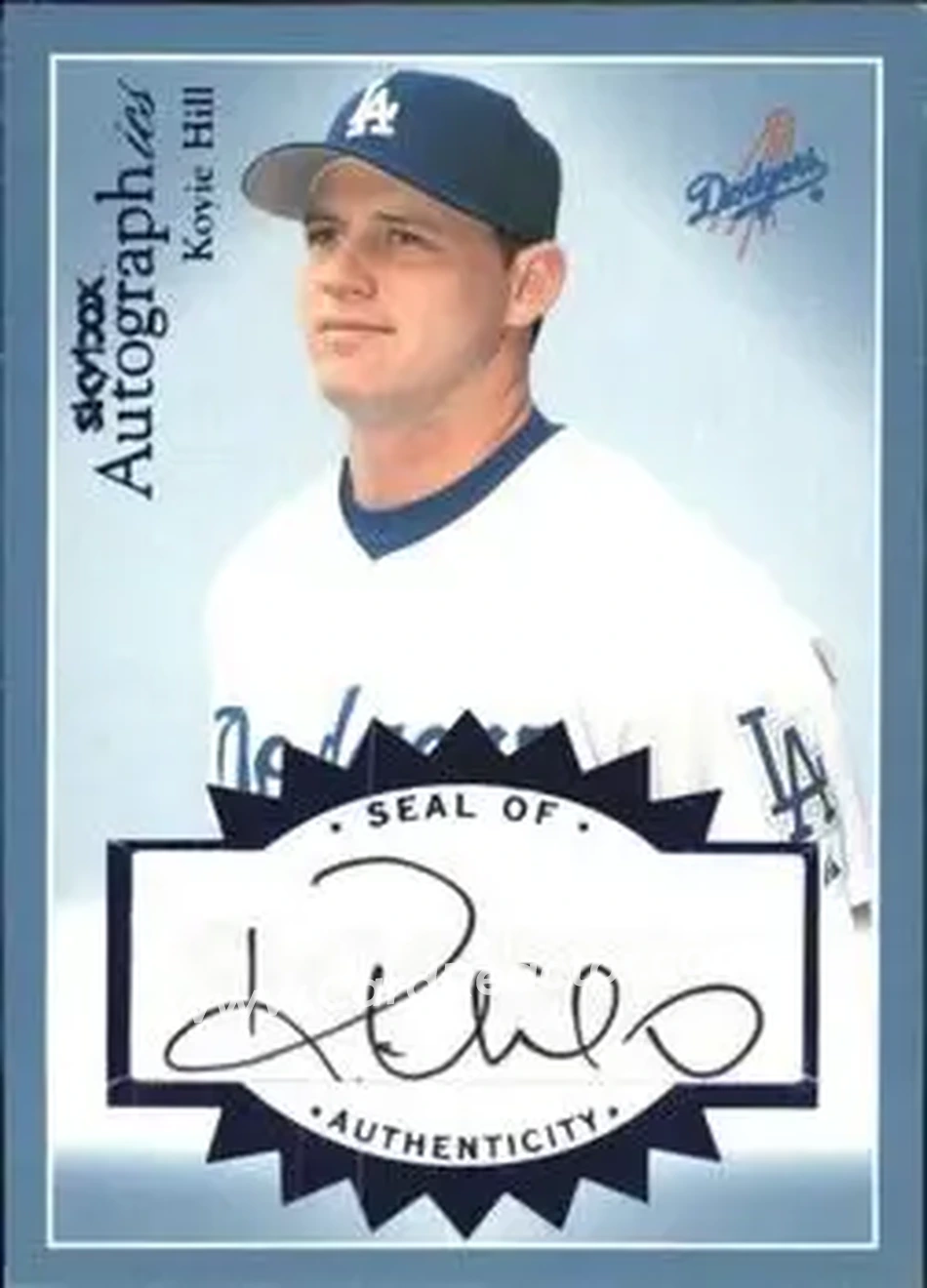 2004 SkyBox Autographics - Autographs Blue #A-KH - Koyie Hill - Los Angeles Dodgers - Front 2004 SkyBox Autographics - Autographs Blue #A-KH - Koyie Hill - Los Angeles Dodgers - Front