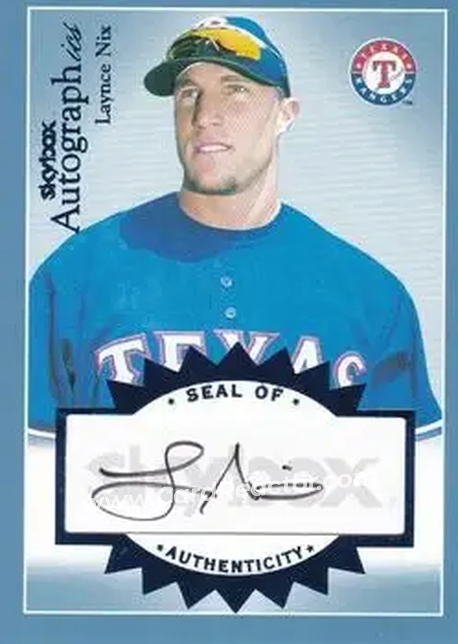 2004 SkyBox Autographics - Autographs Blue #A-LN - Laynce Nix - Texas Rangers - Front