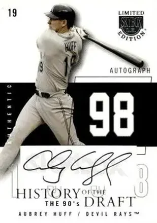 2004 SkyBox LE - History Draft 90's Autograph Black #HDA-AH - Aubrey Huff - Tampa Bay Devil Rays
