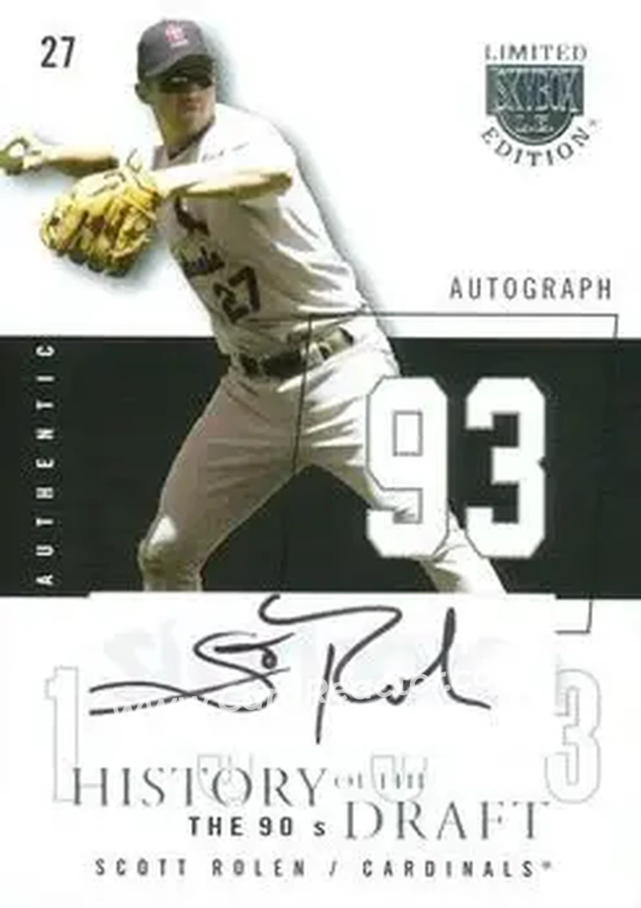 2004 SkyBox LE - History Draft 90's Autograph Black #HDA-SR - Scott Rolen - St. Louis Cardinals - Front