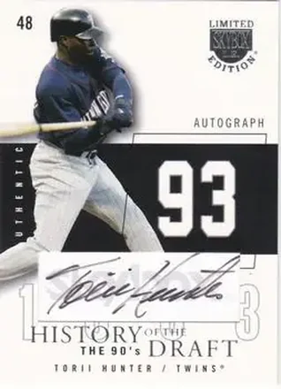 2004 SkyBox LE - History Draft 90's Autograph Black #HDA-TH - Torii Hunter - Minnesota Twins