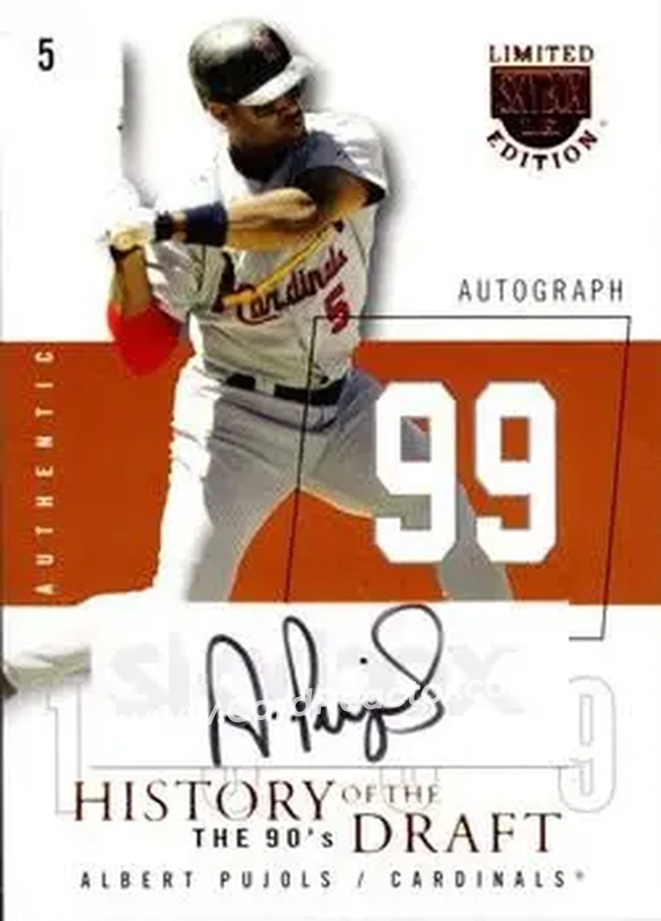 2004 SkyBox LE - History Draft 90's Autograph Copper #HDA-AP - Albert Pujols - St. Louis Cardinals - Front