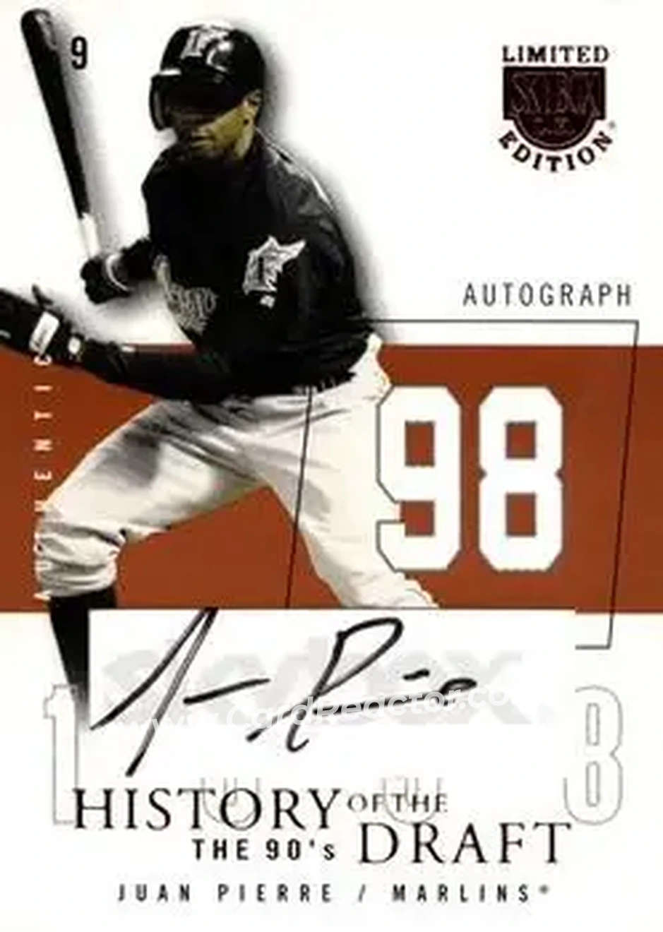 2004 SkyBox LE - History Draft 90's Autograph Copper #HDA-JP - Juan Pierre - Florida Marlins - Front