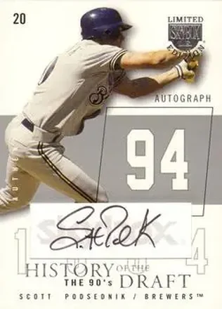 2004 SkyBox LE - History Draft 90's Autograph Silver #HDA-SP - Scott Podsednik - Milwaukee Brewers