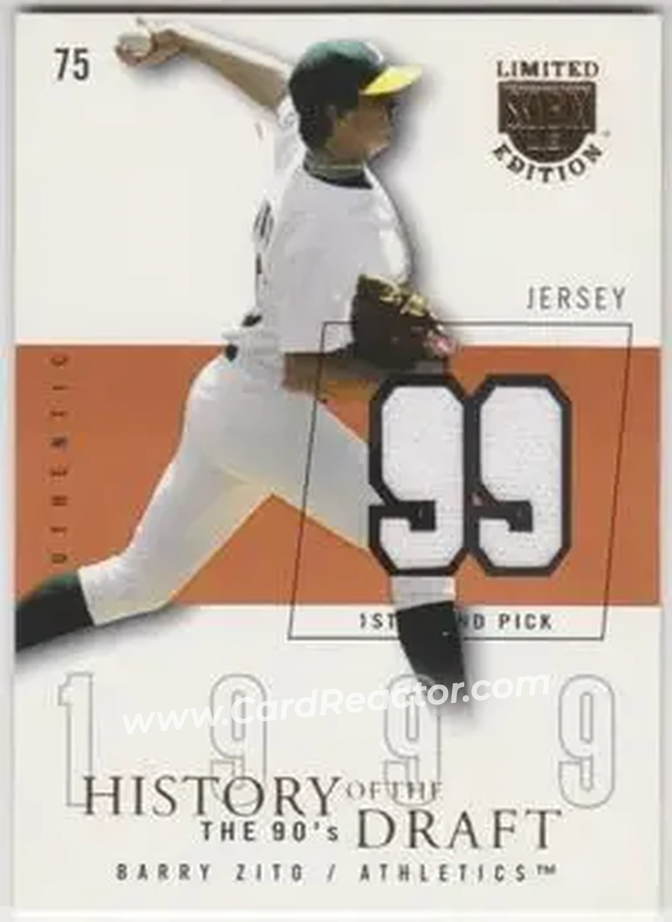 2004 SkyBox LE - History Draft 90's Jersey #HD-BZ - Barry Zito - Oakland Athletics - Front
