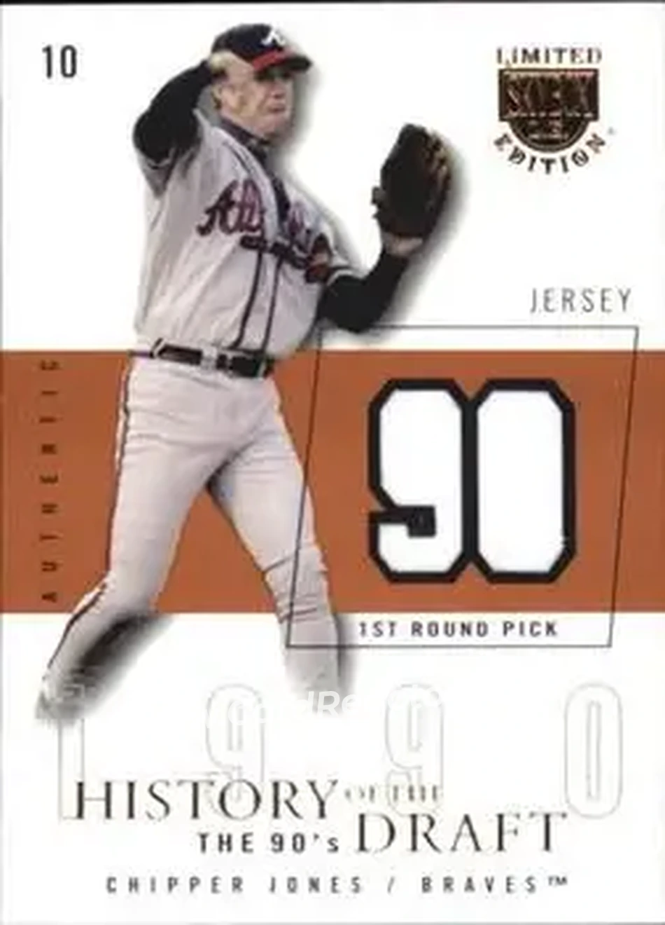 2004 SkyBox LE - History Draft 90's Jersey #HD-CJ - Chipper Jones - Atlanta Braves - Front