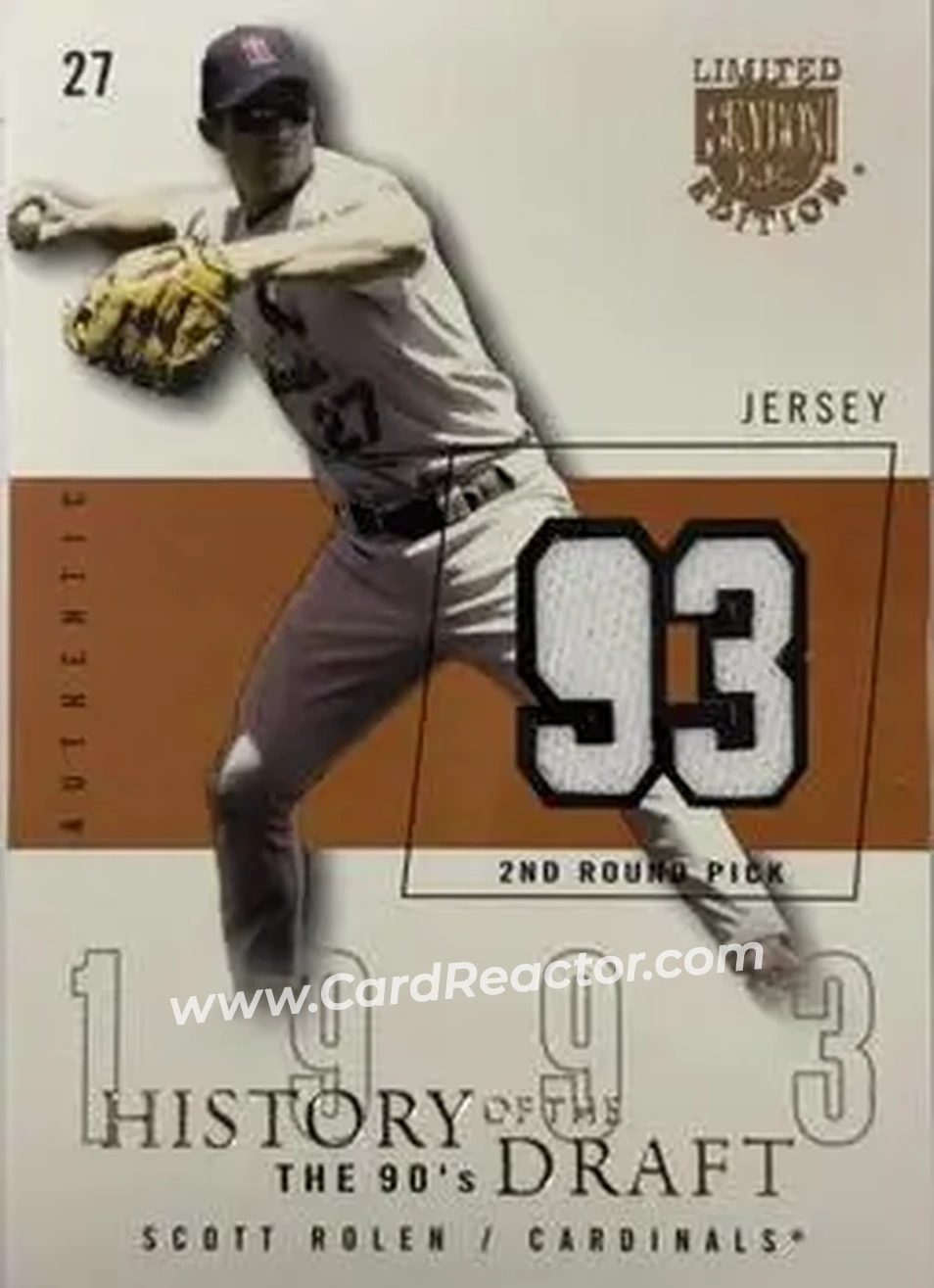 2004 SkyBox LE - History Draft 90's Jersey #HD-SR - Scott Rolen - St. Louis Cardinals - Front