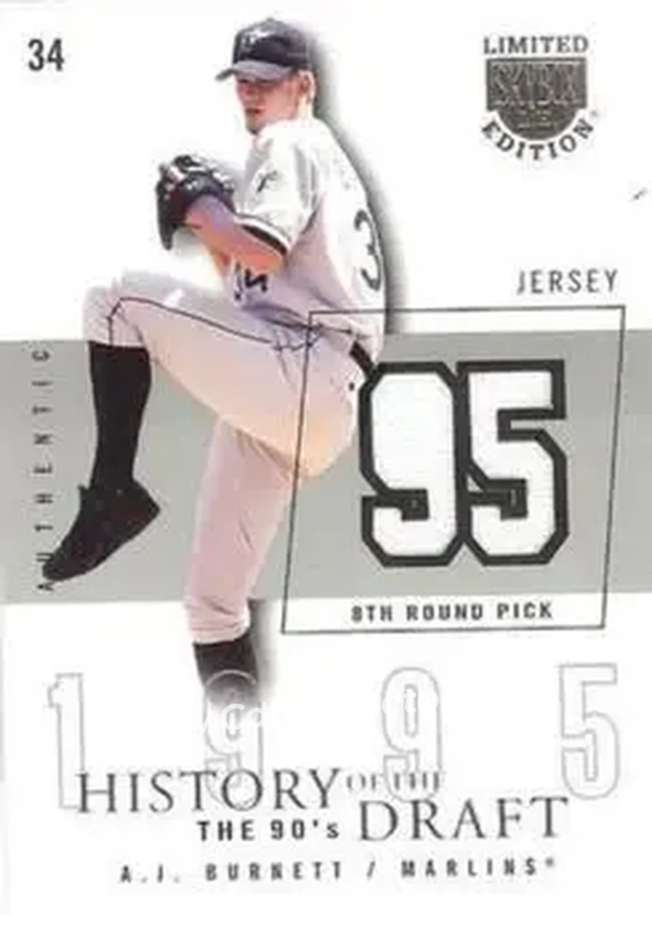 2004 SkyBox LE - History Draft 90's Jersey Silver #HD-AB - A.J. Burnett - Florida Marlins - Front
