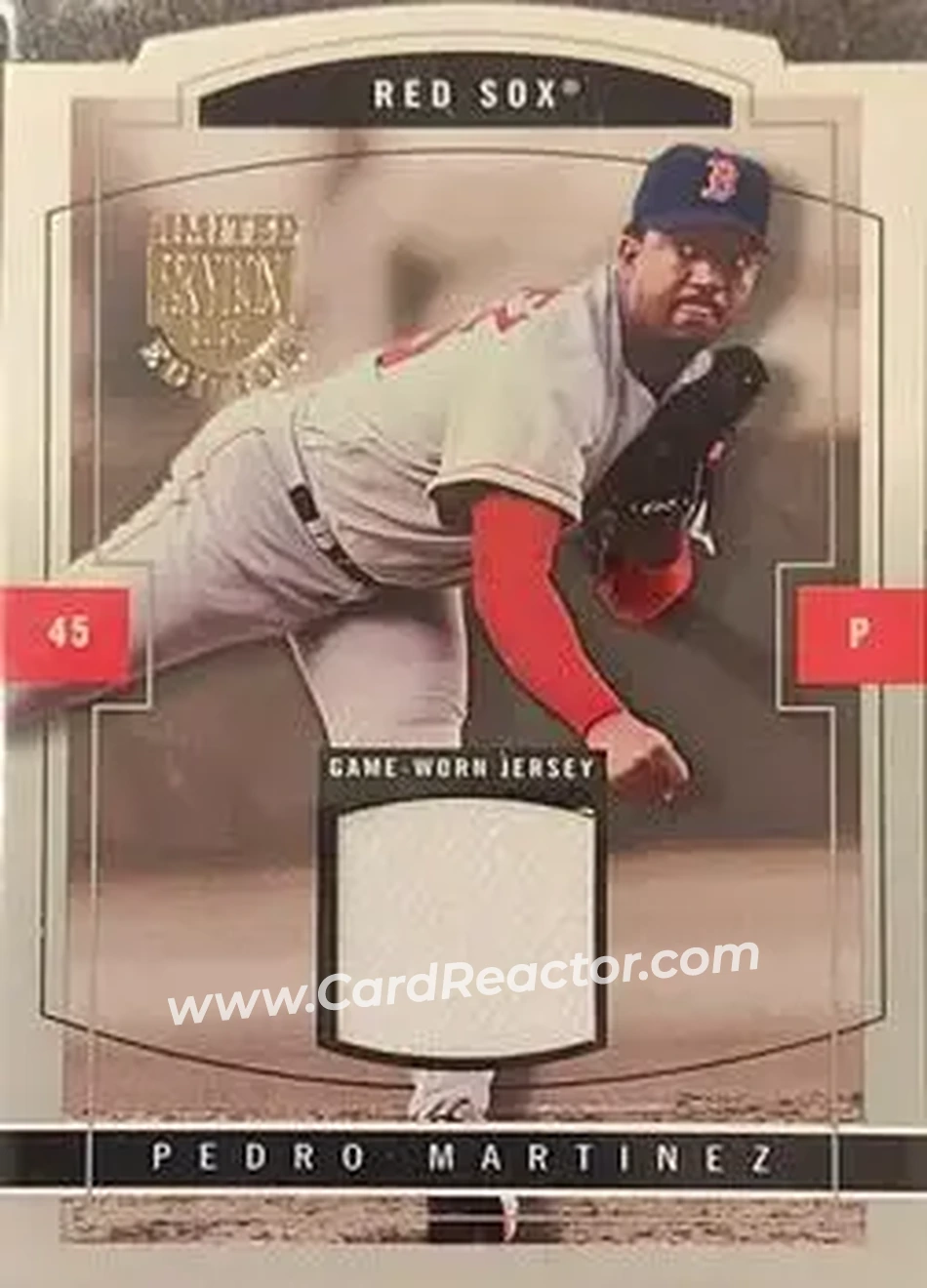 2004 SkyBox LE - Jersey Proof #10 - Pedro Martinez - Boston Red Sox - Front 2004 SkyBox LE - Jersey Proof #10 - Pedro Martinez - Boston Red Sox - Front