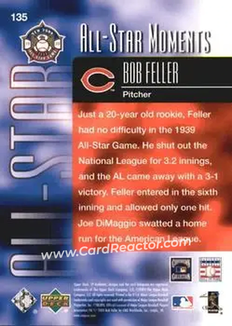 2004 SP Authentic #135 - Bob Feller - Cleveland Indians - Back 2004 SP Authentic #135 - Bob Feller - Cleveland Indians - Back