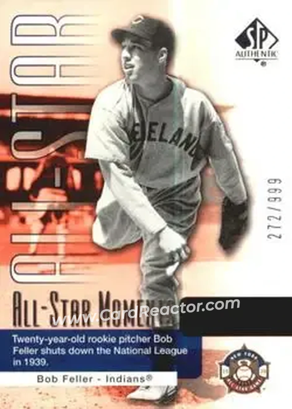 2004 SP Authentic #135 - Bob Feller - Cleveland Indians - Front 2004 SP Authentic #135 - Bob Feller - Cleveland Indians - Front