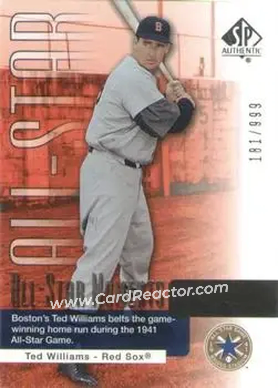 2004 SP Authentic #136 - Ted Williams - Boston Red Sox - Front