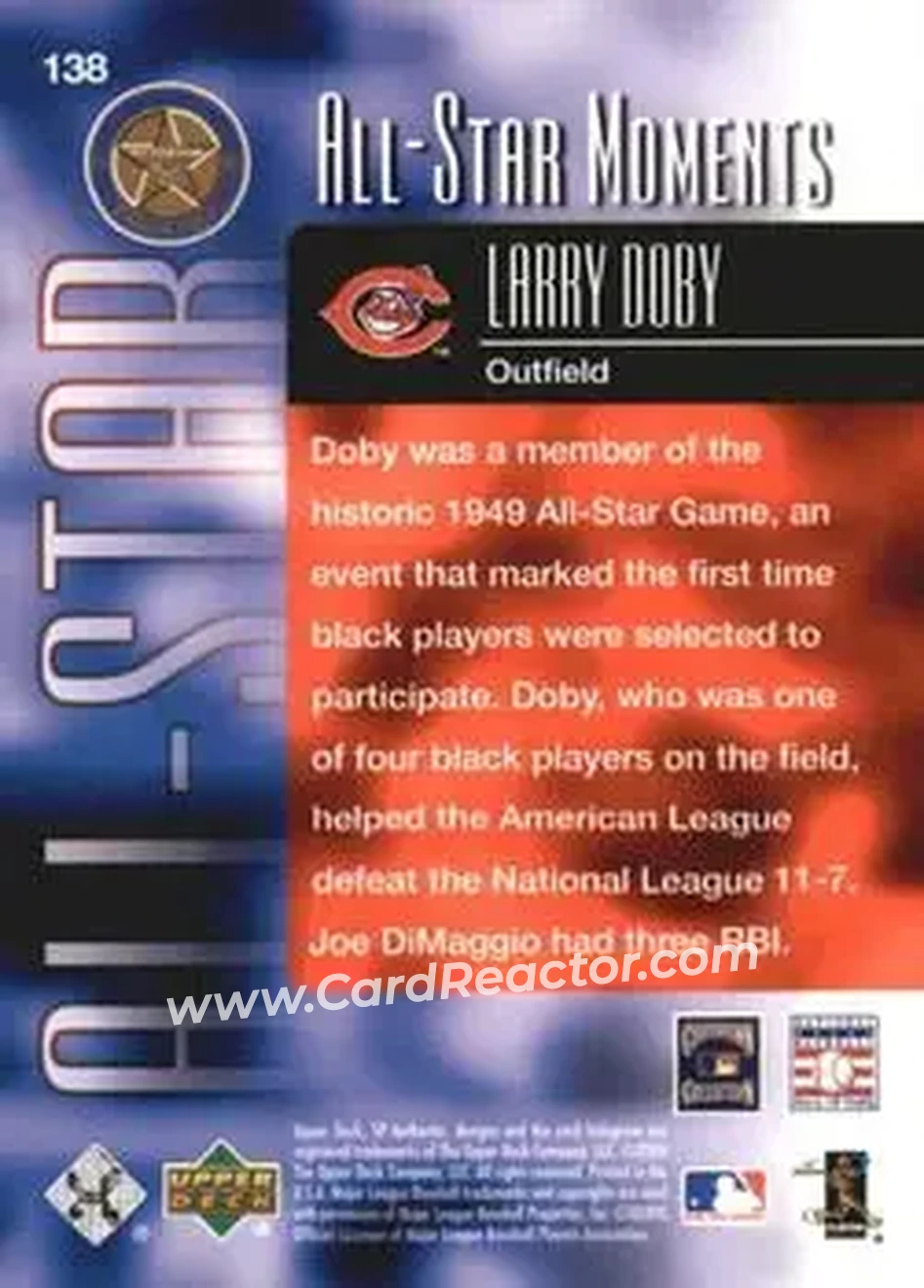 2004 SP Authentic #138 - Larry Doby - Cleveland Indians - Back