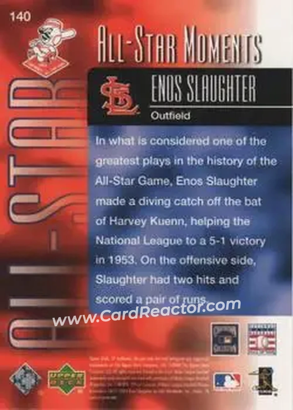 2004 SP Authentic #140 - Enos Slaughter - St. Louis Cardinals - Back 2004 SP Authentic #140 - Enos Slaughter - St. Louis Cardinals - Back