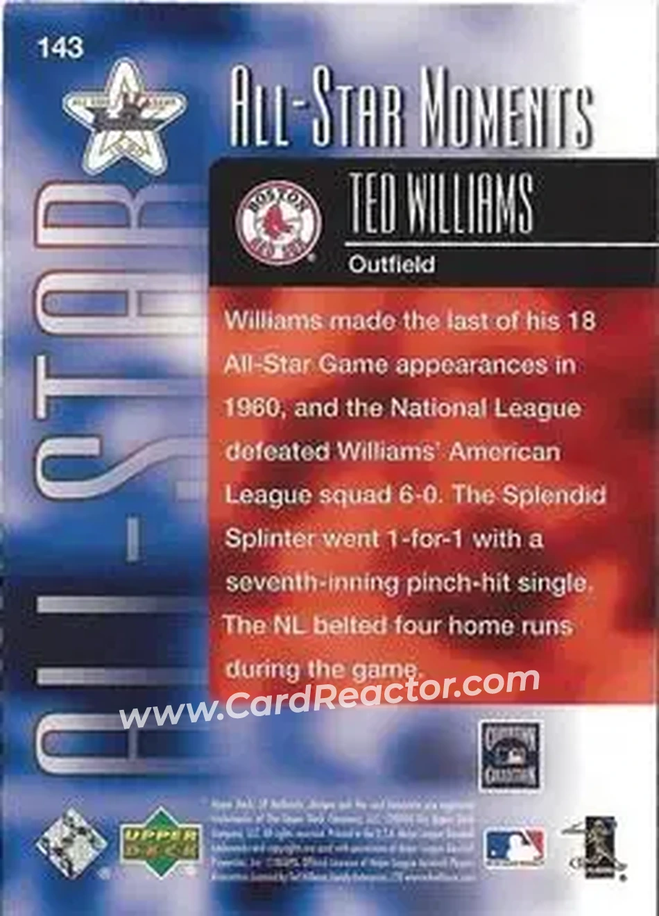 2004 SP Authentic #143 - Ted Williams - Boston Red Sox - Back
