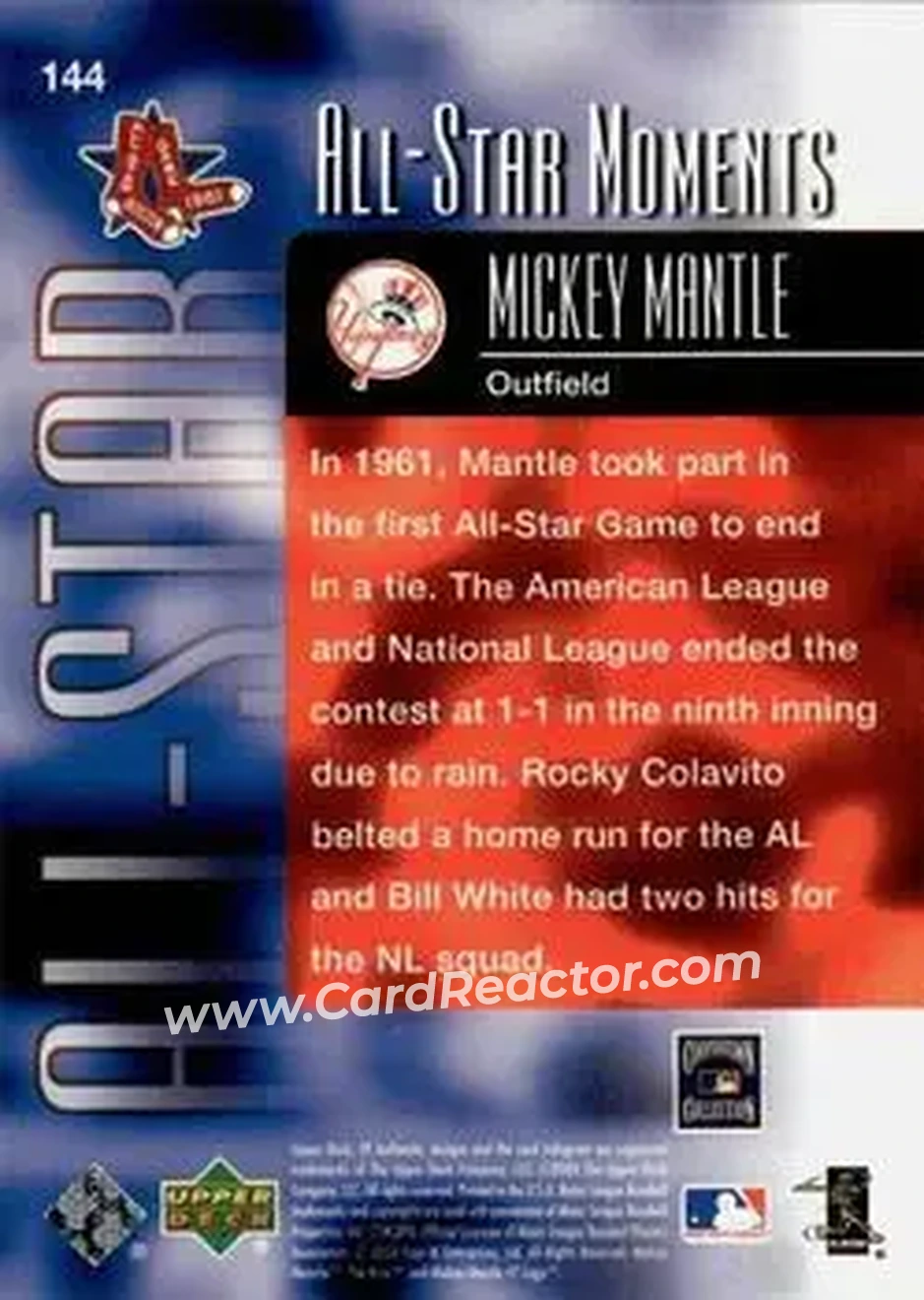 2004 SP Authentic #144 - Mickey Mantle - New York Yankees - Back