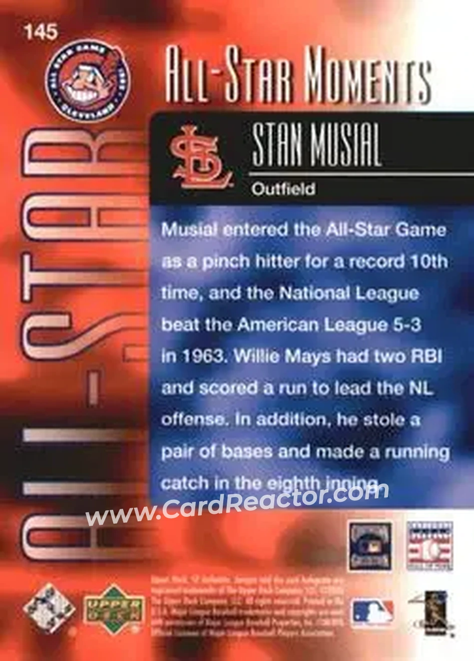 2004 SP Authentic #145 - Stan Musial - St. Louis Cardinals - Back