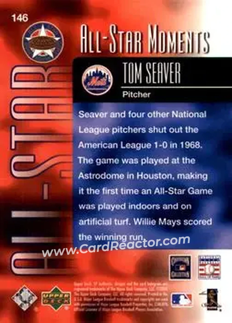 2004 SP Authentic #146 - Tom Seaver - New York Mets - Back