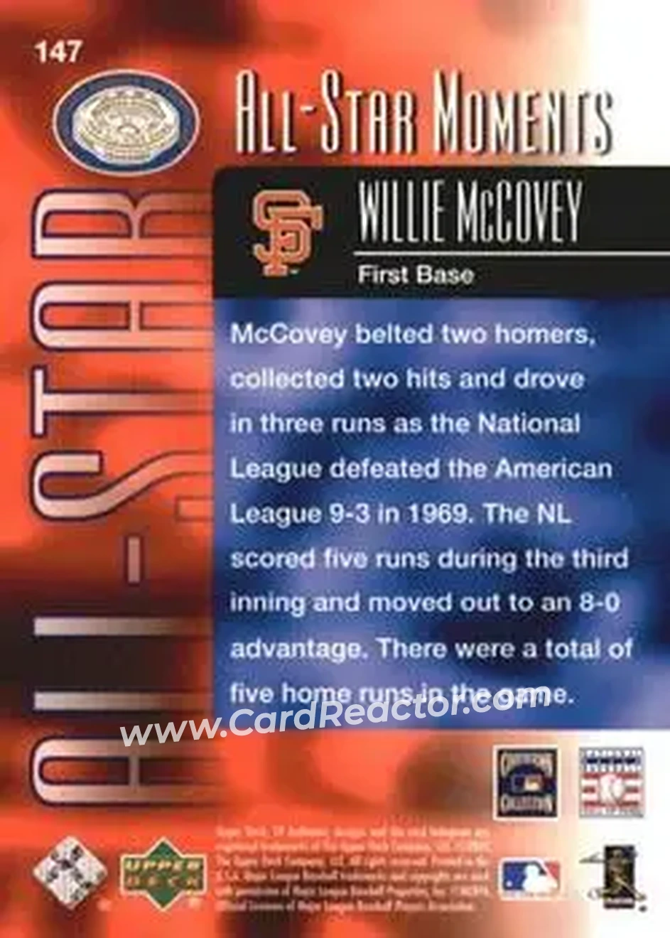 2004 SP Authentic #147 - Willie McCovey - San Francisco Giants - Back