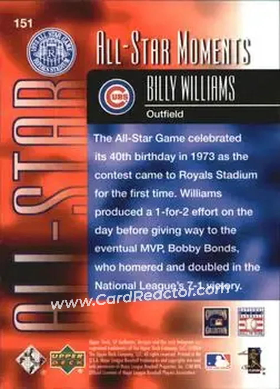 2004 SP Authentic #151 - Billy Williams - Chicago Cubs - Back