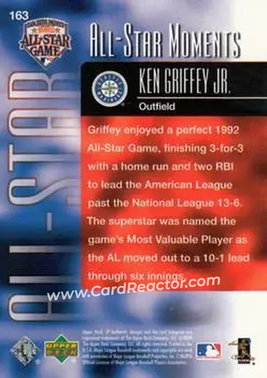 2004 SP Authentic #163 - Ken Griffey Jr. - Seattle Mariners - Back