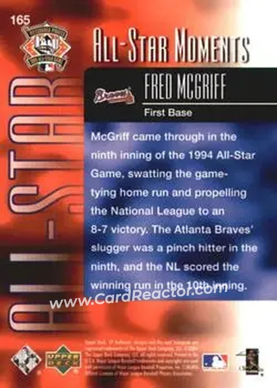 2004 SP Authentic #165 - Fred McGriff - Atlanta Braves - Back