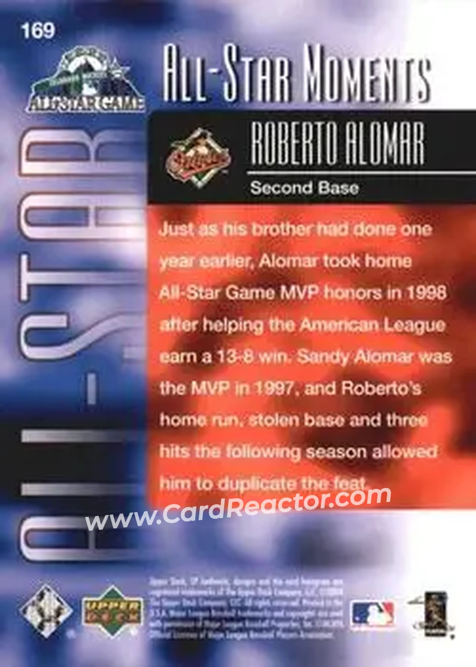2004 SP Authentic #169 - Roberto Alomar - Baltimore Orioles - Back