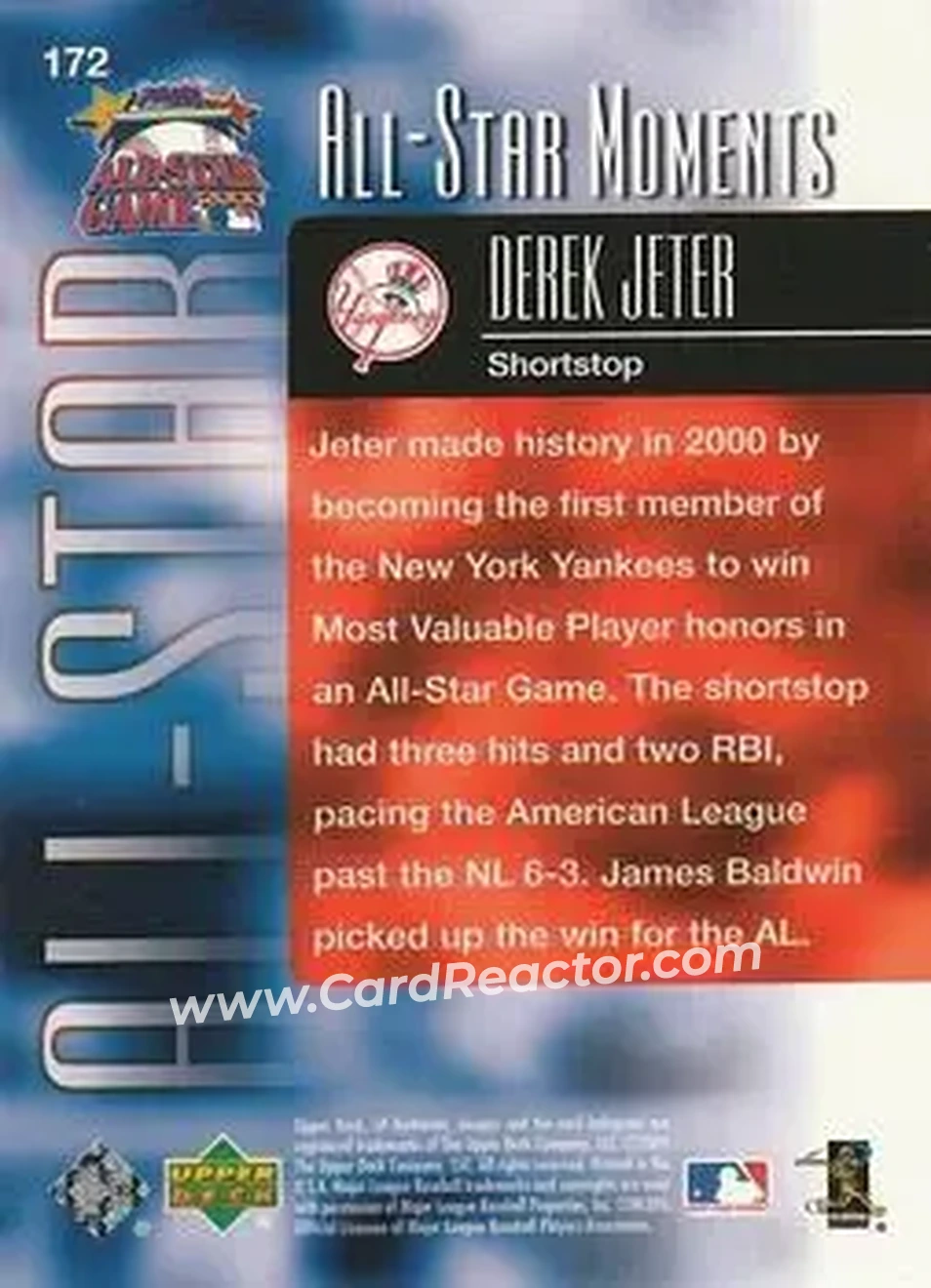 2004 SP Authentic #172 - Derek Jeter - New York Yankees - Back