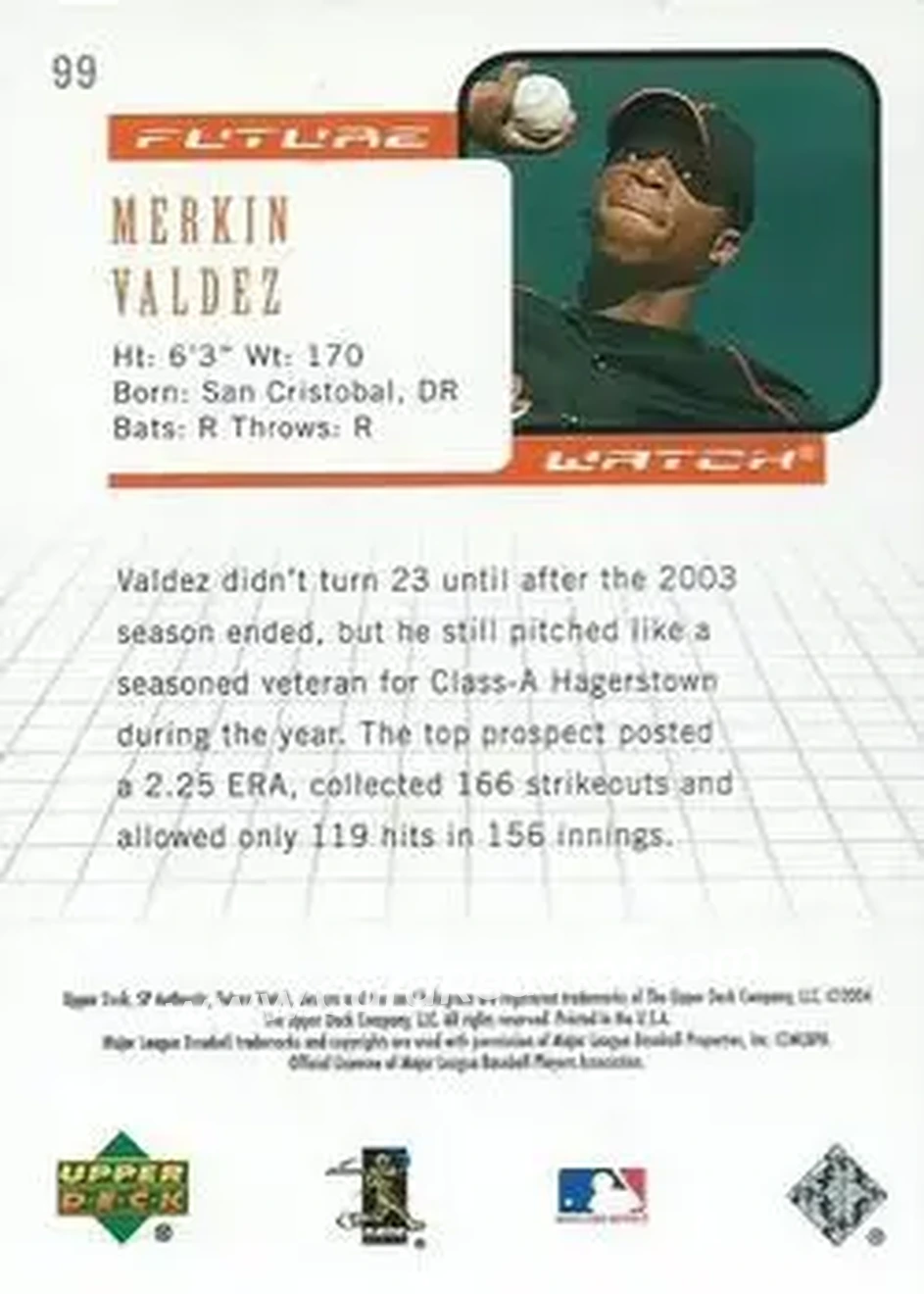 2004 SP Authentic #99 - Merkin Valdez - San Francisco Giants - Back