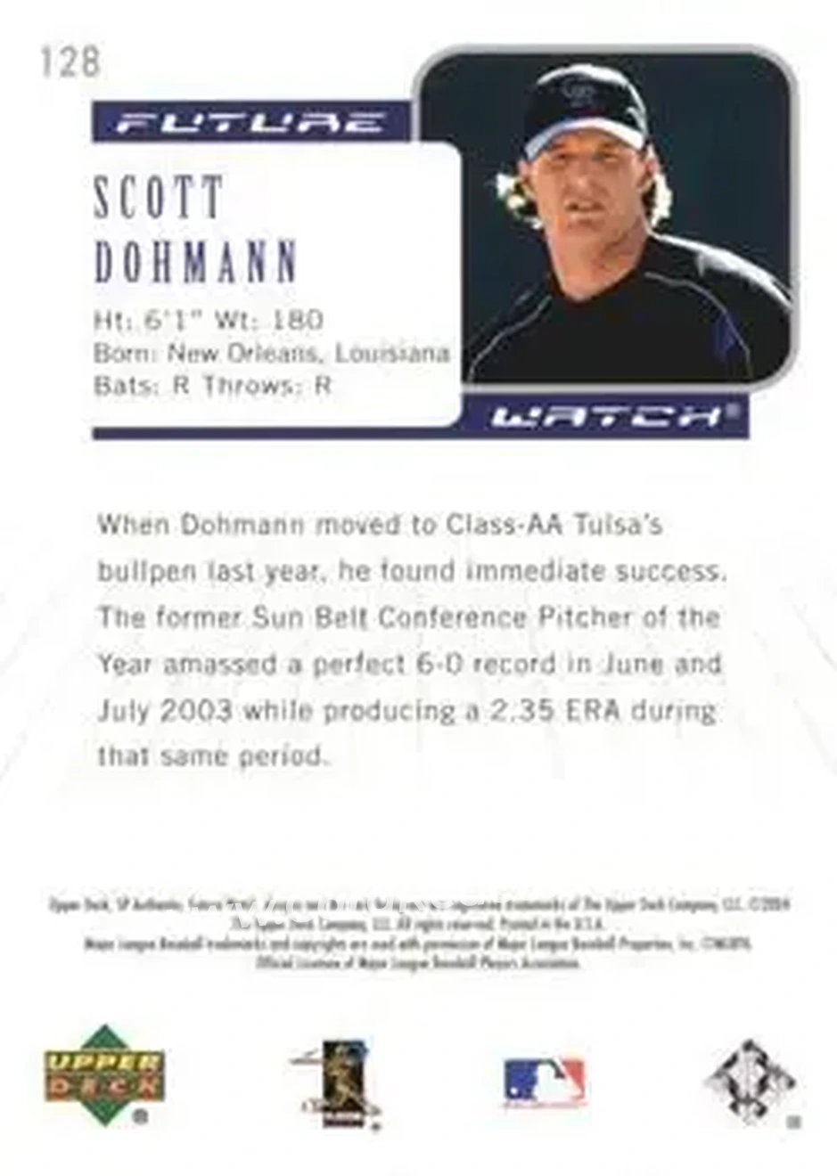 2004 SP Authentic #128 - Scott Dohmann - Colorado Rockies - Back