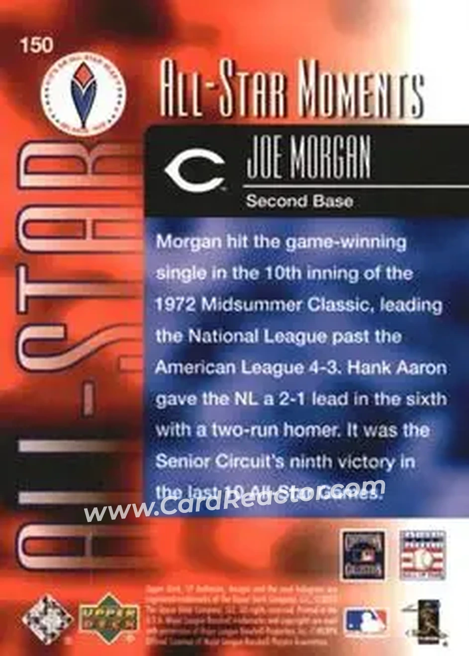 2004 SP Authentic #150 - Joe Morgan - Cincinnati Reds - Back