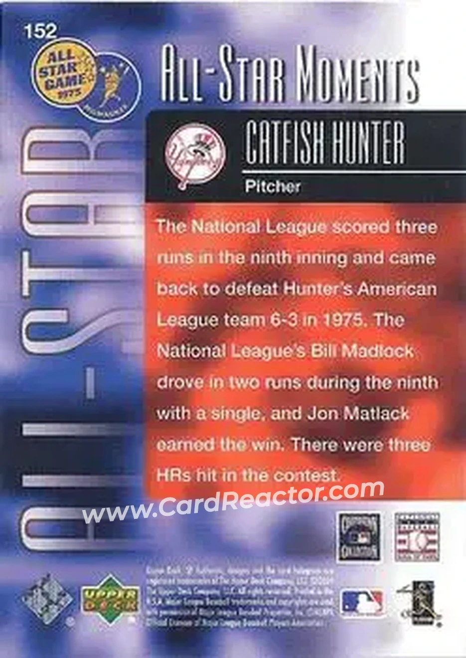 2004 SP Authentic #152 - Jim Hunter - New York Yankees - Back