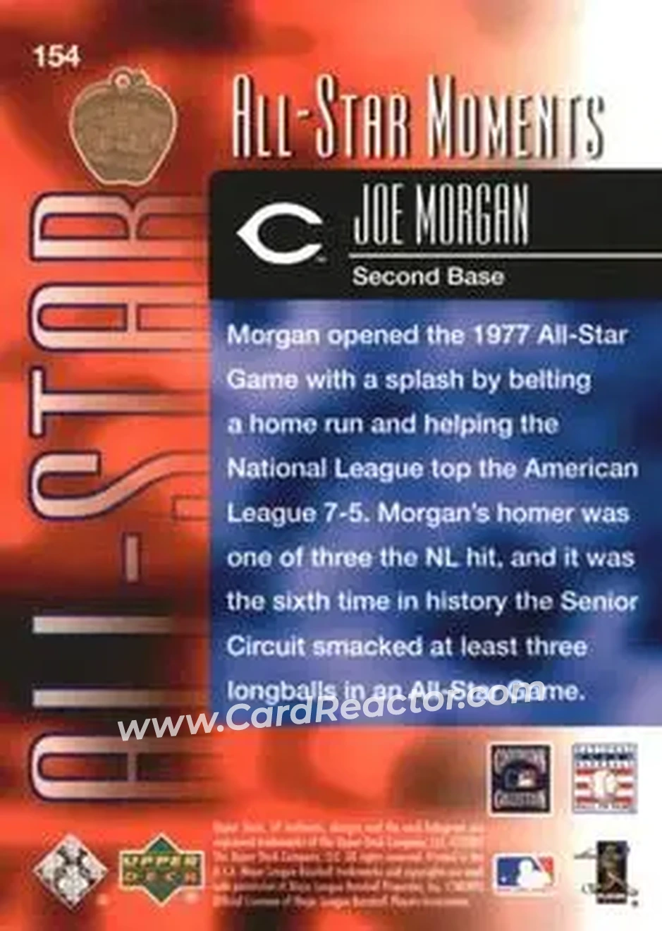 2004 SP Authentic #154 - Joe Morgan - Cincinnati Reds - Back