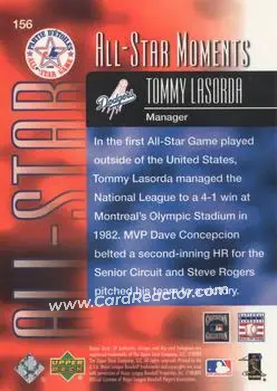 2004 SP Authentic #156 - Tom Lasorda - Los Angeles Dodgers - Back