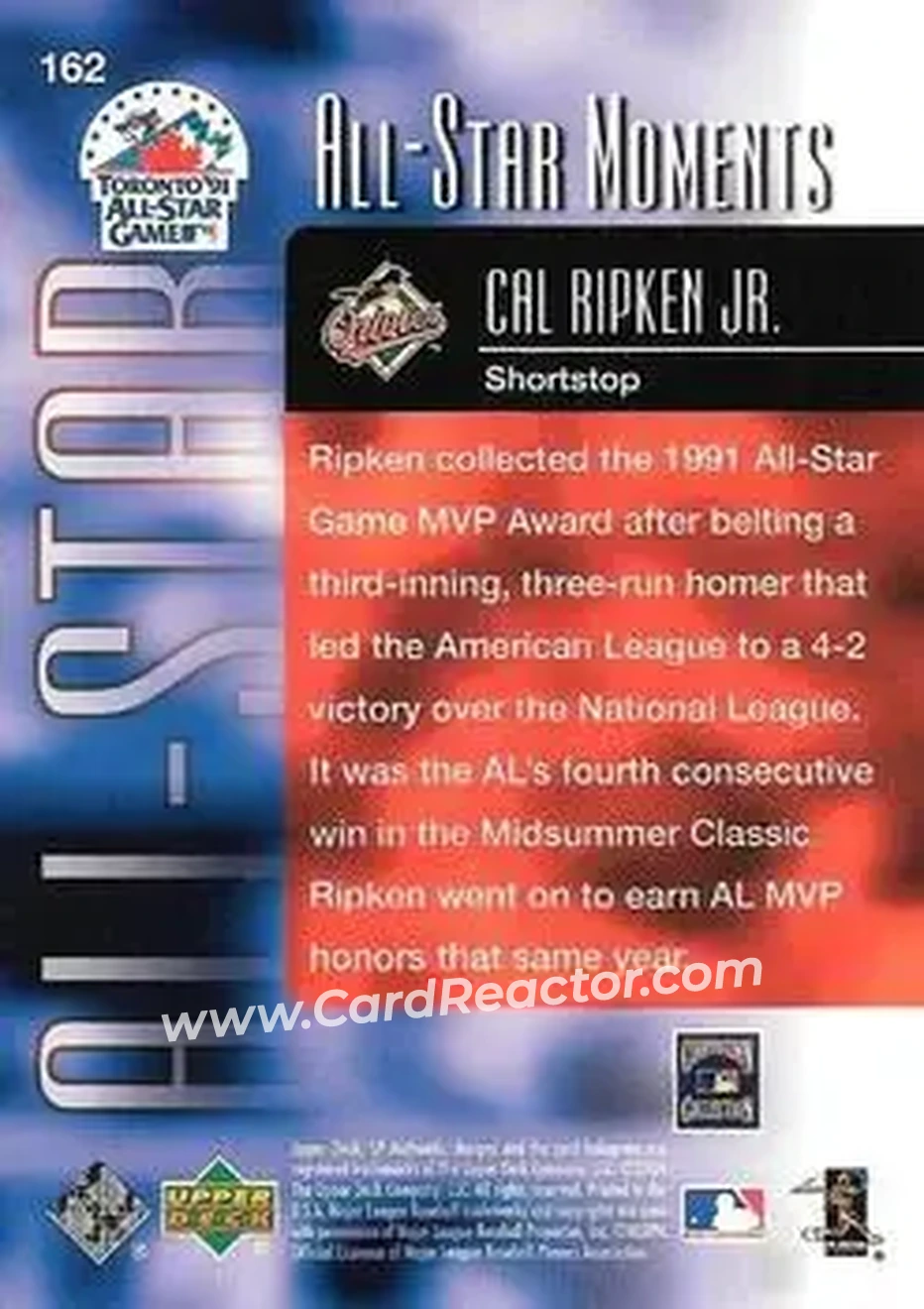 2004 SP Authentic #162 - Cal Ripken - Baltimore Orioles - Back