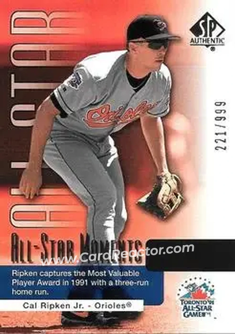 2004 SP Authentic #162 - Cal Ripken - Baltimore Orioles - Front