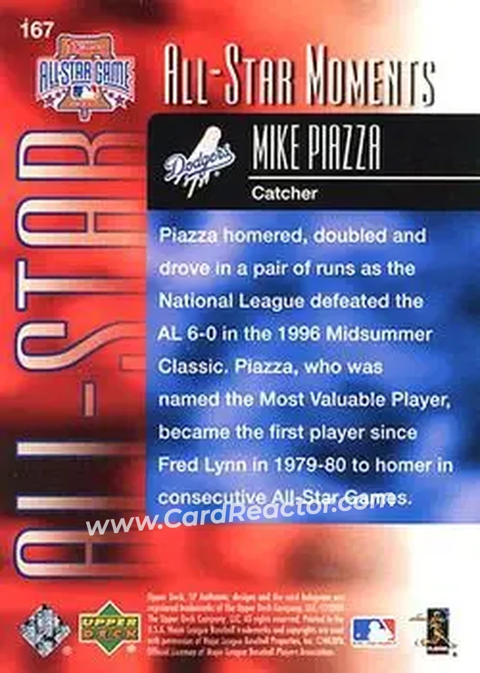 2004 SP Authentic #167 - Mike Piazza - Los Angeles Dodgers - Back