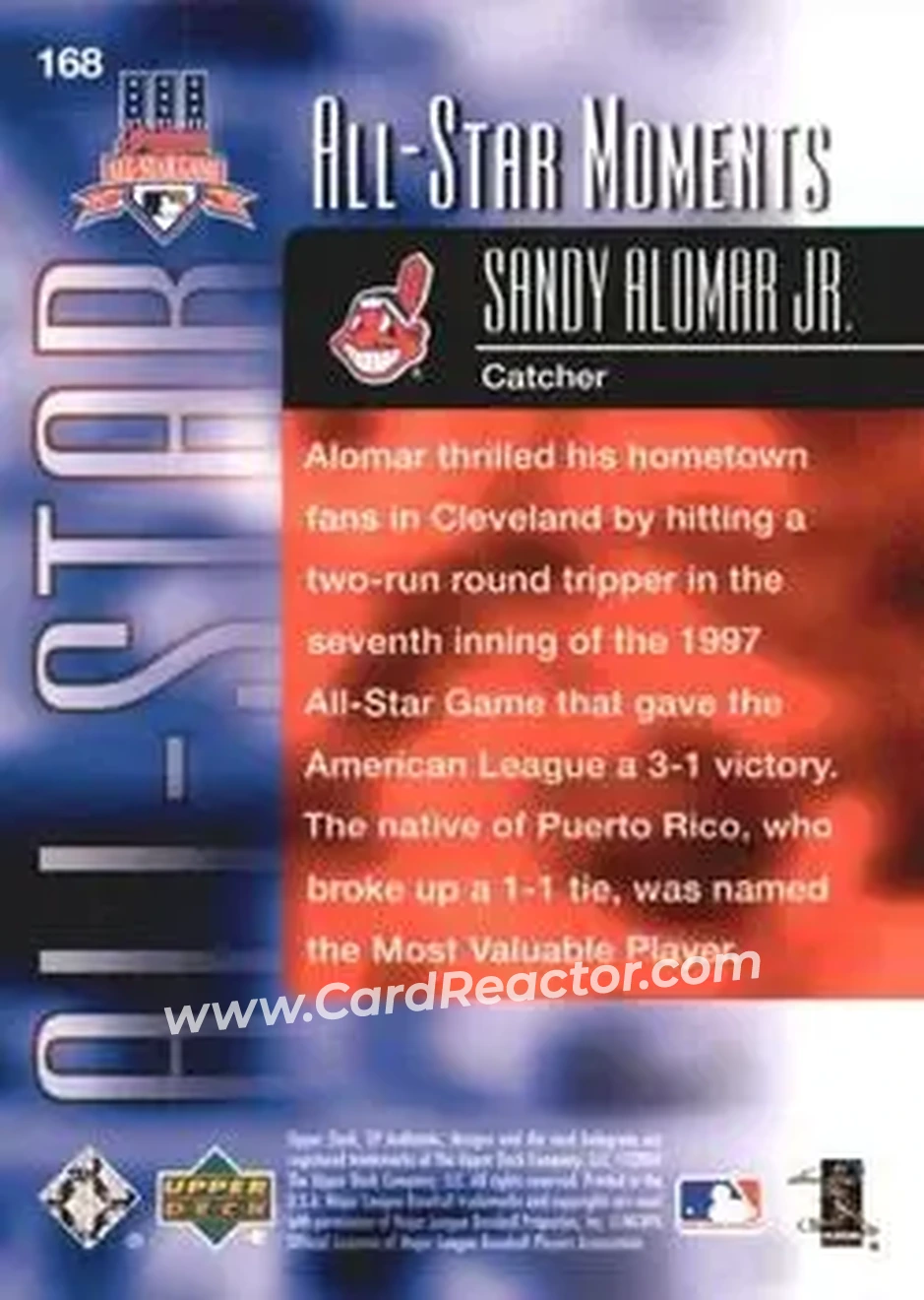 2004 SP Authentic #168 - Sandy Alomar Jr. - Cleveland Indians - Back
