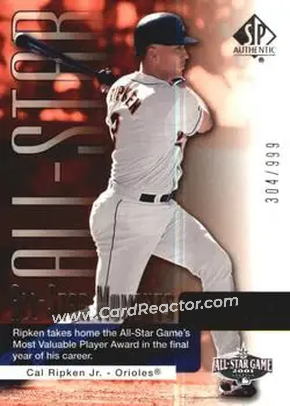 2004 SP Authentic #173 - Cal Ripken - Baltimore Orioles - Front