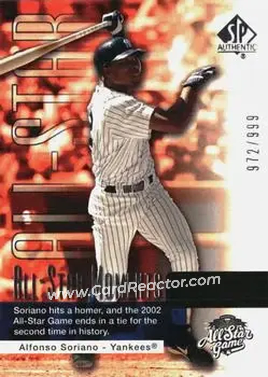 2004 SP Authentic #175 - Alfonso Soriano - New York Yankees - Front 2004 SP Authentic #175 - Alfonso Soriano - New York Yankees - Front
