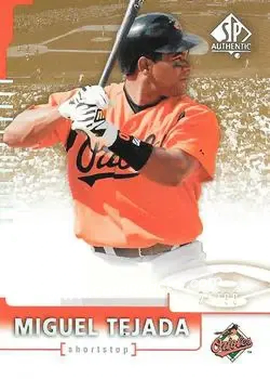2004 SP Authentic - Gold #86 - Miguel Tejada - Baltimore Orioles - Front