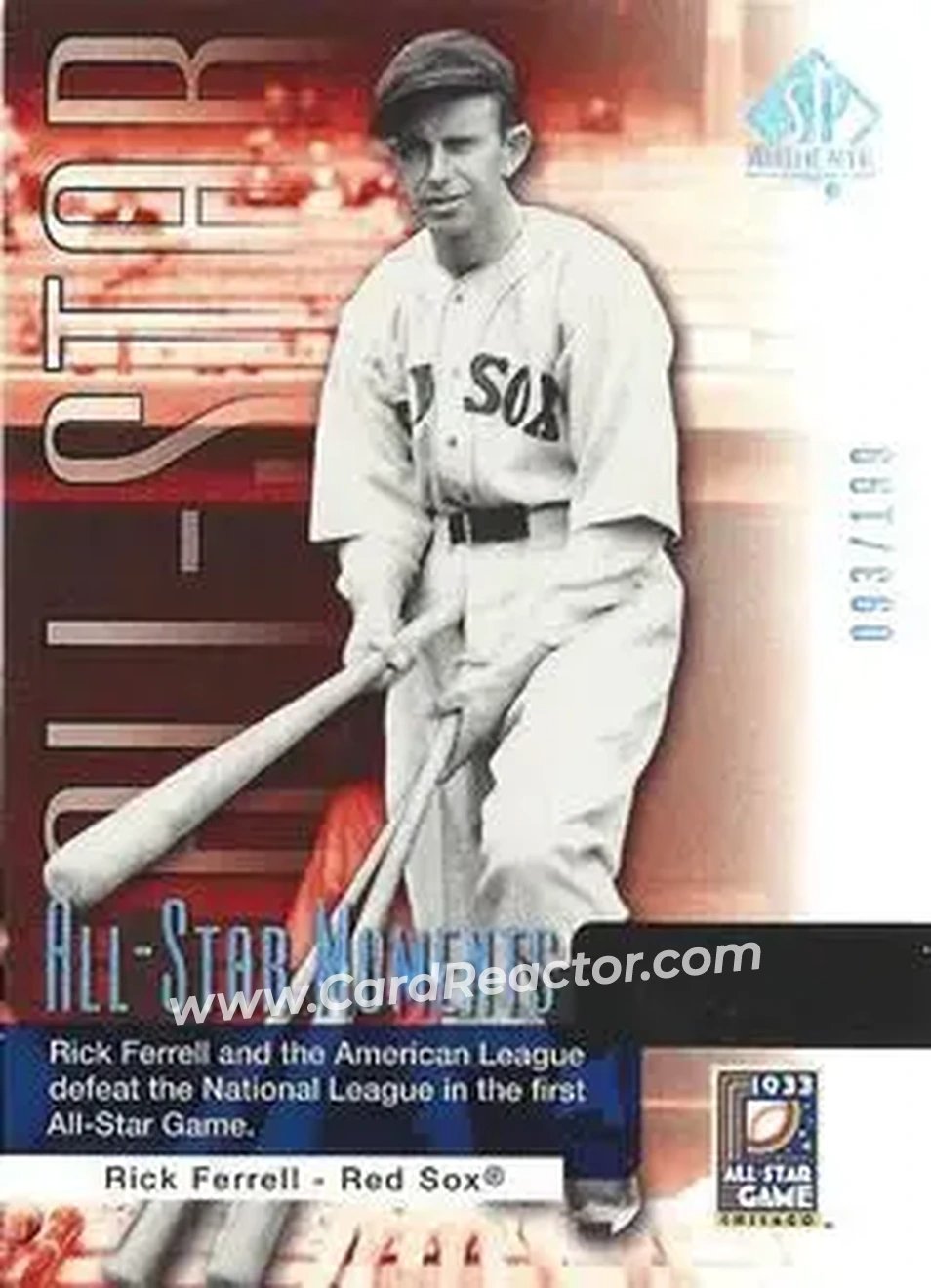 2004 SP Authentic - Gold #133 - Rick Ferrell - Boston Red Sox - Front