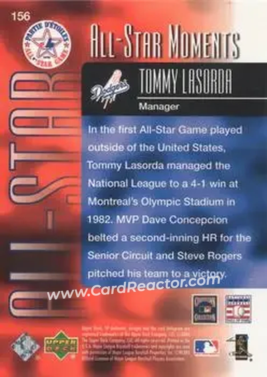 2004 SP Authentic - Gold #156 - Tom Lasorda - Los Angeles Dodgers - Back