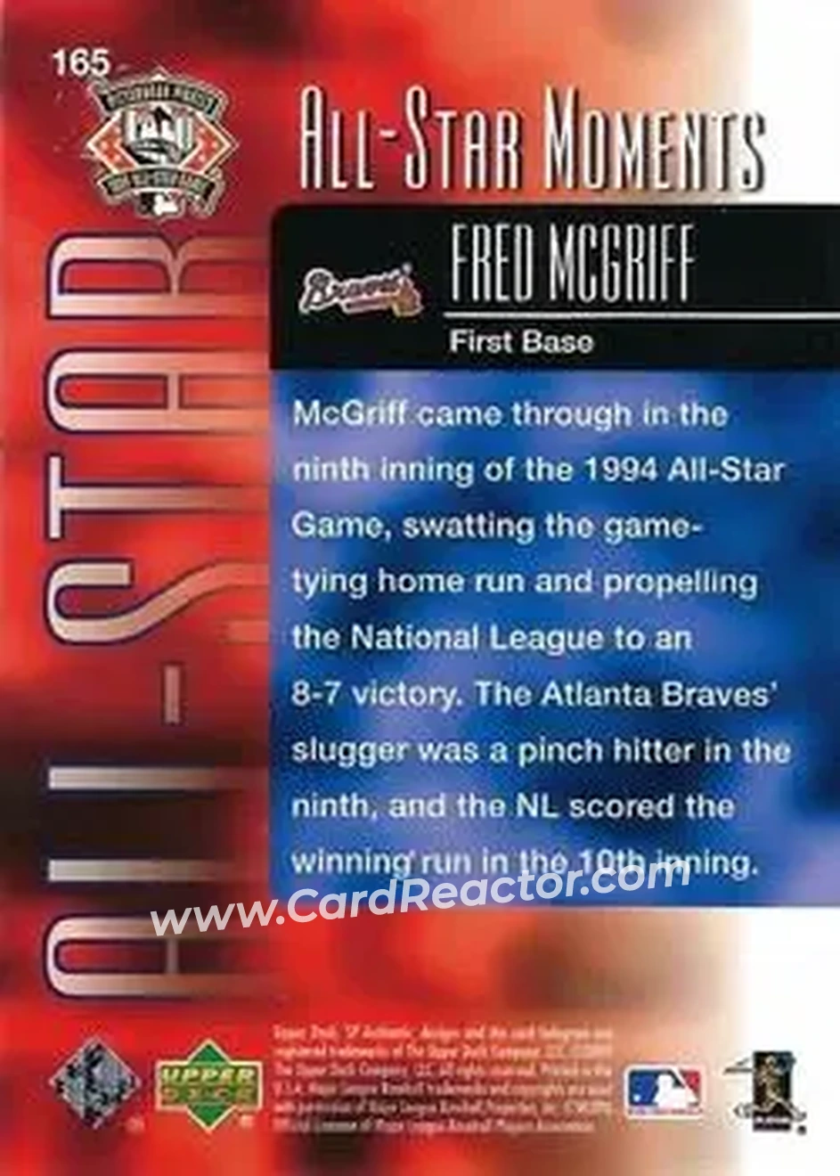 2004 SP Authentic - Gold #165 - Fred McGriff - Atlanta Braves - Back 2004 SP Authentic - Gold #165 - Fred McGriff - Atlanta Braves - Back