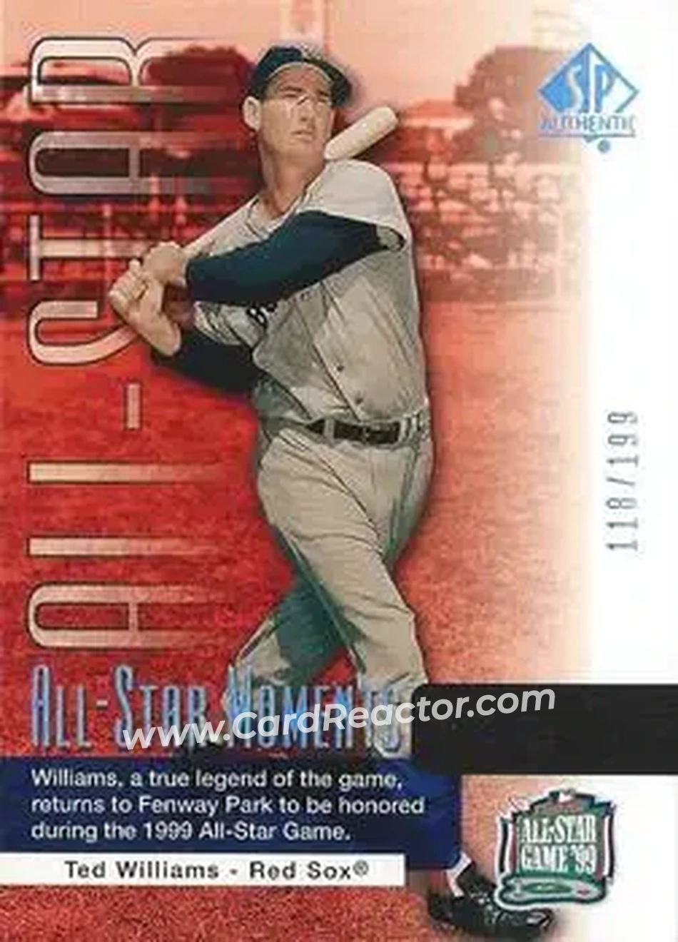 2004 SP Authentic - Gold #170 - Ted Williams - Boston Red Sox - Front