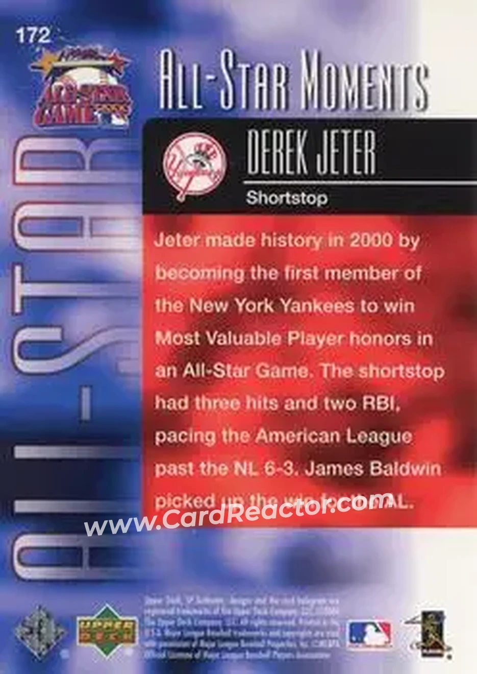 2004 SP Authentic - Gold #172 - Derek Jeter - New York Yankees - Back