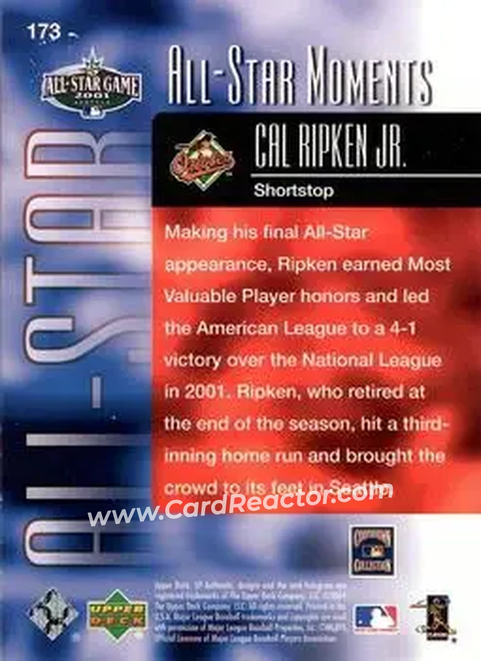 2004 SP Authentic - Gold #173 - Cal Ripken - Baltimore Orioles - Back