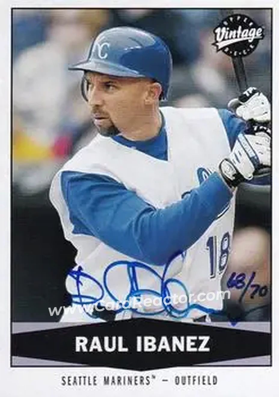 2004 SP Authentic - Autographed Buybacks #160 - Raul Ibanez - Kansas City Royals - Front 2004 SP Authentic - Autographed Buybacks #160 - Raul Ibanez - Kansas City Royals - Front
